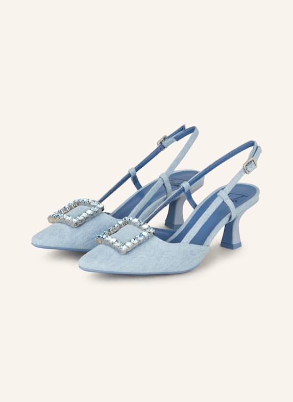 FESTA Slingpumps STEFI mit Schmucksteinen HELLBLAU