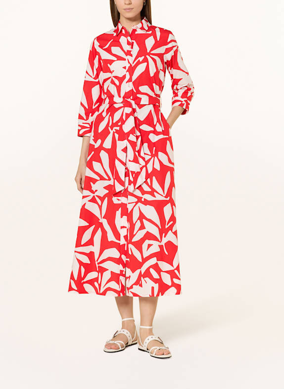 ROSSO35 Hemdblusenkleid mit 3/4-Arm WEISS/ ROT