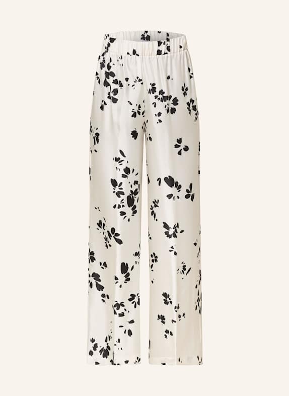 ROSSO35 Wide leg trousers made of silk ECRU/ BLACK