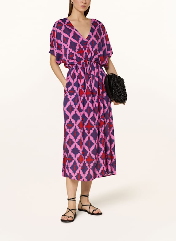 LANIUS Kleid mit Seide ROSA/ DUNKELBLAU/ ROT