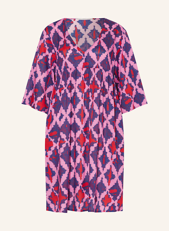 LANIUS Kleid mit Seide ROSA/ DUNKELBLAU/ ROT