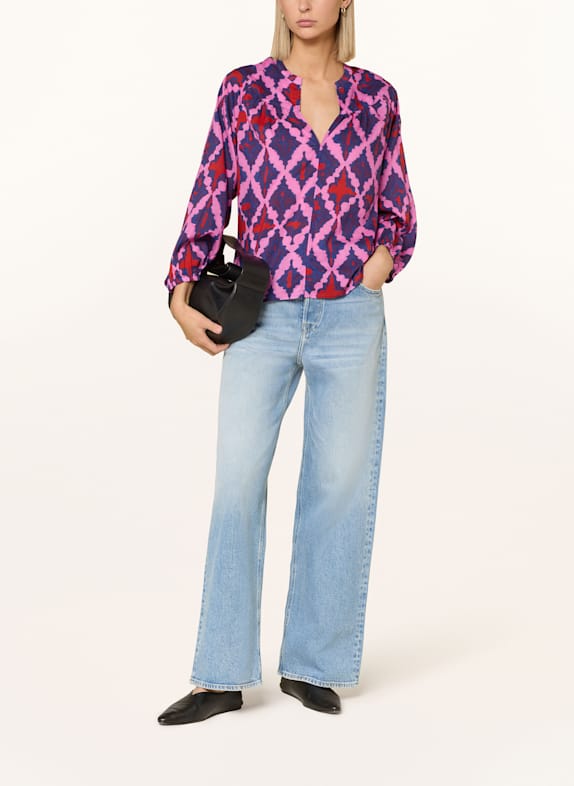 LANIUS Bluse med silke PINK / RØD / BLÅ