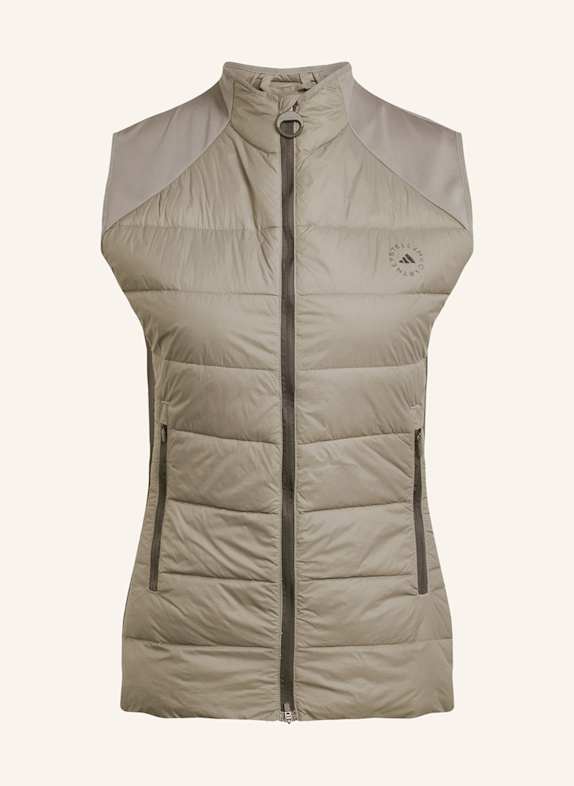 adidas by Stella McCartney Hybrydowa pikowana kamizelka TRUENATURE KHAKI/ CIEMNOBRĄZOWY