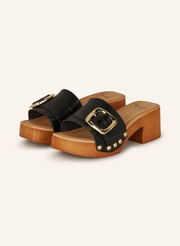 È MIA Plateau-Mules mit Nieten SCHWARZ