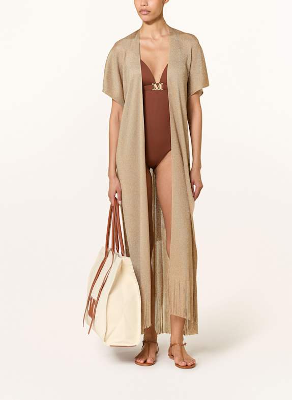 Max Mara BEACHWEAR ZARELIA beach dress with glitter thread BEIGE