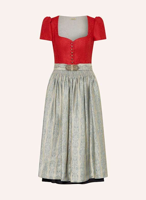 Gottseidank Leinendirndl EVI ROT/ HELLBLAU/ BLAUGRAU