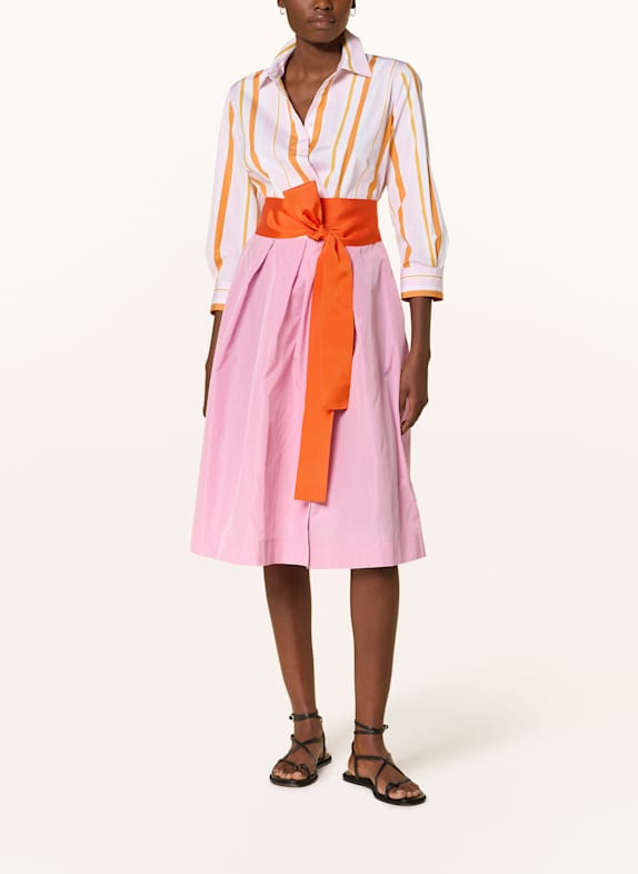 sara roka Kleid im Materialmix ROSA/ WEISS/ ORANGE