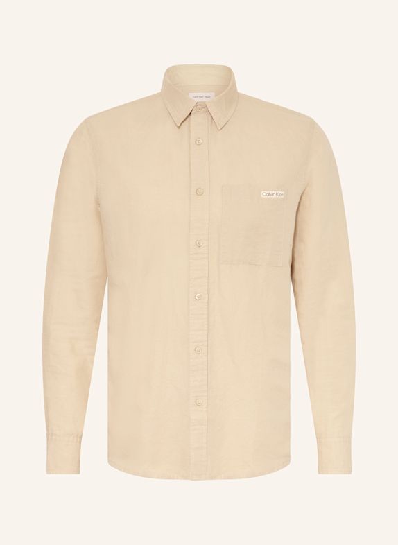 Calvin Klein Jeans Hemd Regular Fit mit Leinen BEIGE