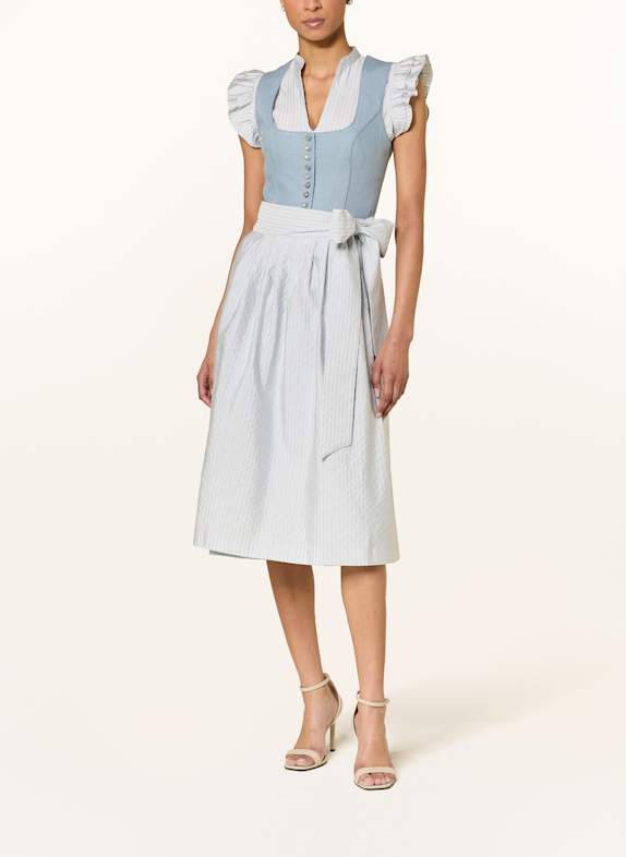 Heimatglück Tracht Dirndl blouse ANDREA with linen LIGHT BLUE / GRAY