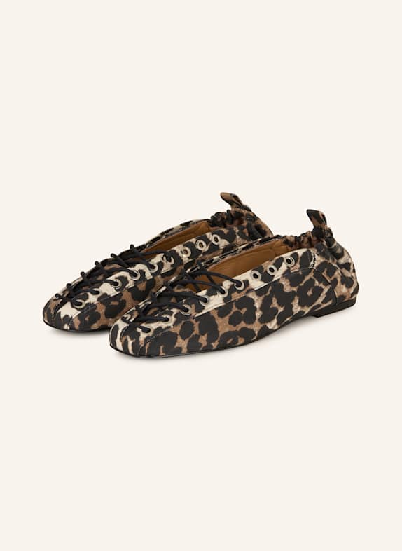 GANNI Ballet flats BROWN/ DARK BROWN/ CREAM
