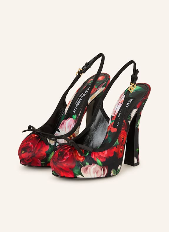 DOLCE & GABBANA Slingpumps ROT/ SCHWARZ/ GRÜN