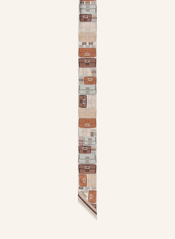 FENDI Seidenschal WRAPPY BAGUETTE CREME/ BRAUN/ HELLROSA