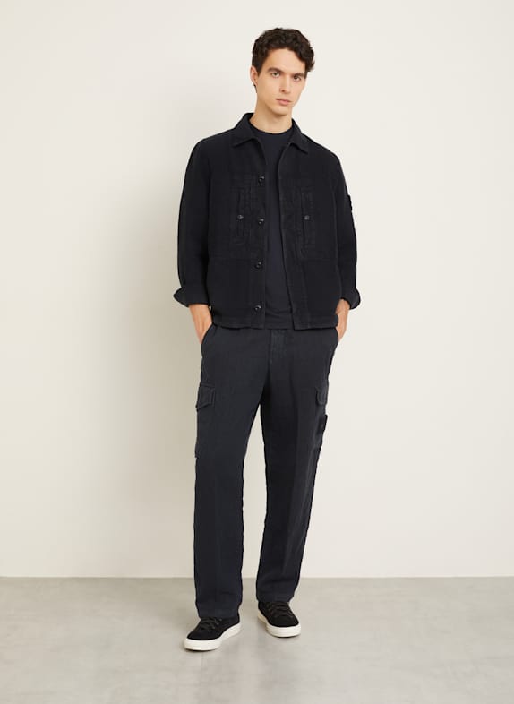 STONE ISLAND Linnen jas GOST DONKERBLAUW