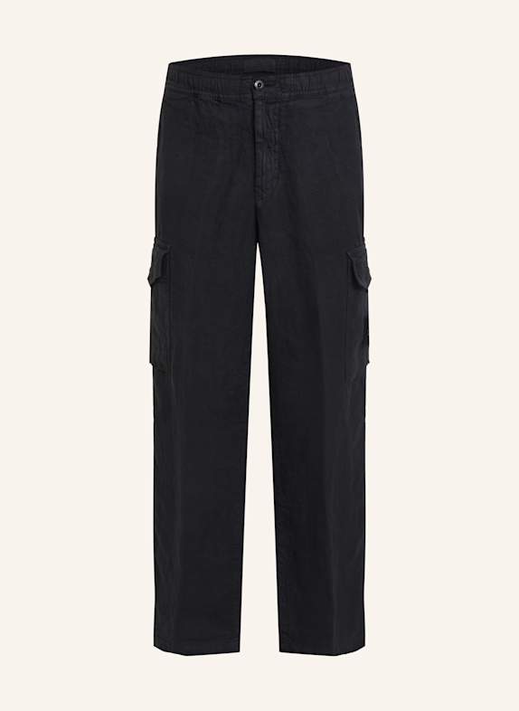 STONE ISLAND Cargohose GHOST Regular Fit aus Leinen DUNKELBLAU