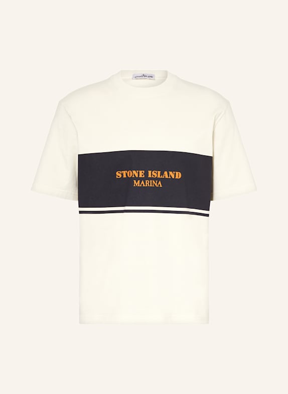 STONE ISLAND T-shirt MARINA ECRU/ GRANATOWY/ CIEMNOPOMARAŃCZOWY