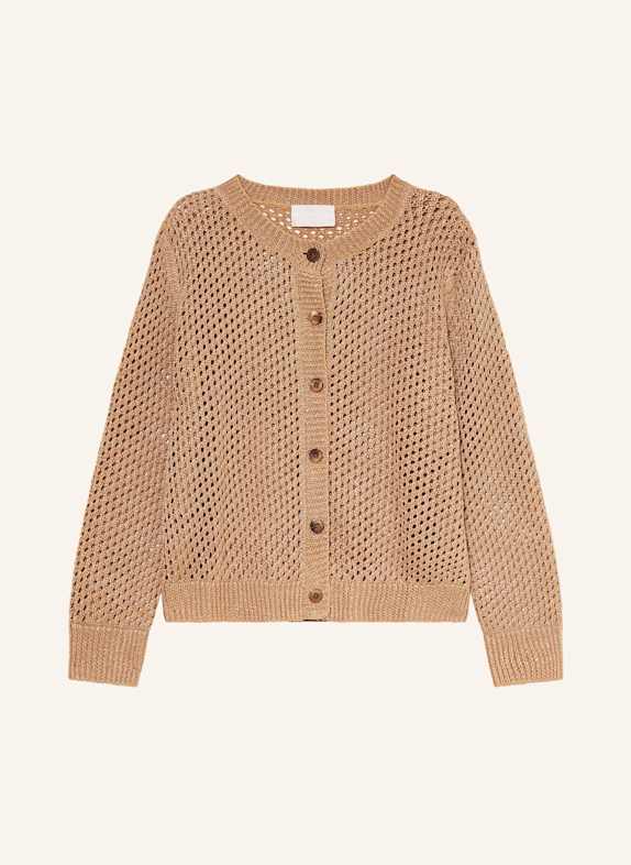 HEMISPHERE Cardigan with linen and glitter thread BEIGE