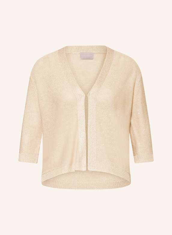 HEMISPHERE Strickjacke aus Leinen mit 3/4-Arm und Pailletten BEIGE