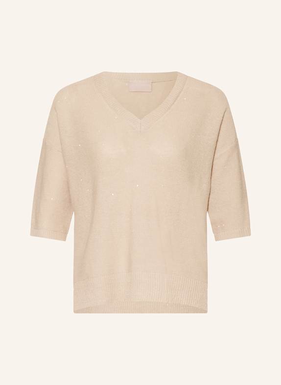 HEMISPHERE Linen sweater with sequins CREAM