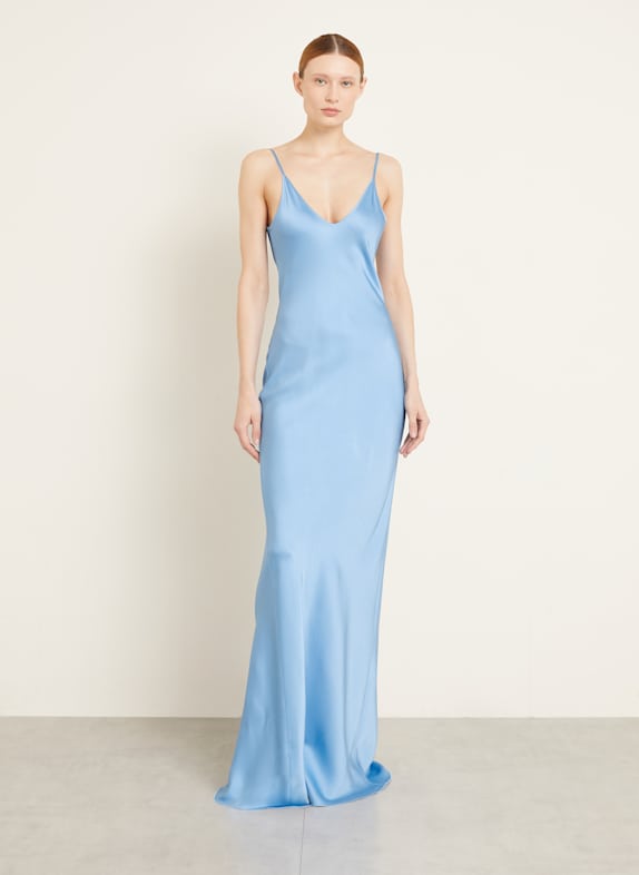 VICTORIA BECKHAM Evening dress in satin LIGHT BLUE
