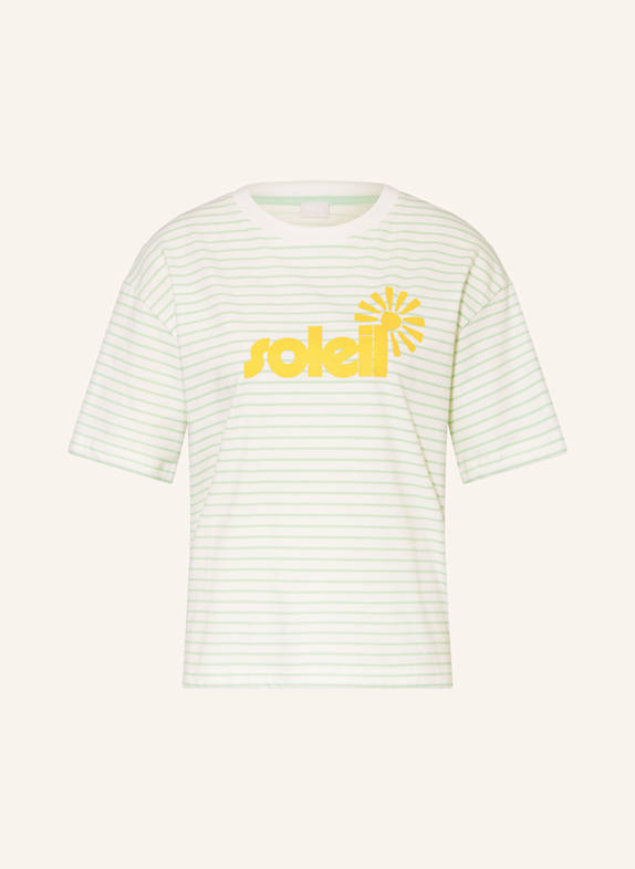 mey Schlafshirt Serie STRIPED HOLIDAYS WEISS/ HELLGRÜN