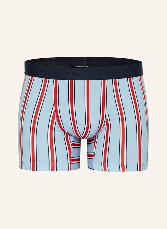 mey Boxershorts Serie BOLD LINES HELLBLAU/ ROT