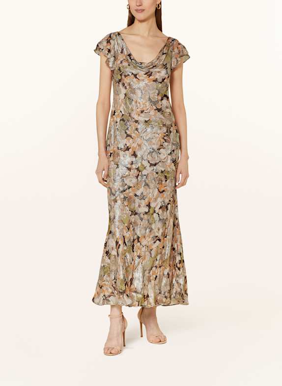 LAUREN RALPH LAUREN Abendkleid mit Volants SILBER/ HELLGRAU/ GRÜN