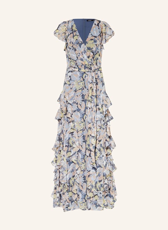 LAUREN RALPH LAUREN Abendkleid mit Volants HELLBLAU/ HELLGRÜN/ NUDE