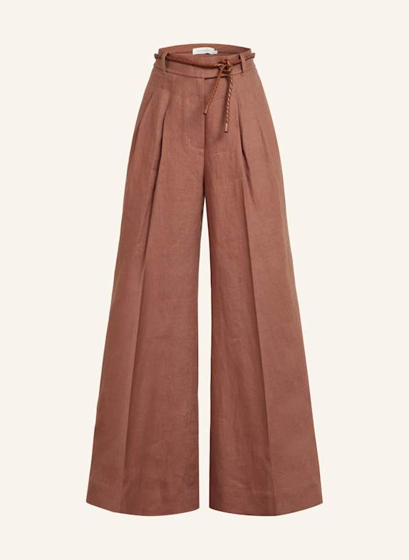 ZIMMERMANN Marlenehose ILLUMINATE aus Leinen DUNKELBRAUN