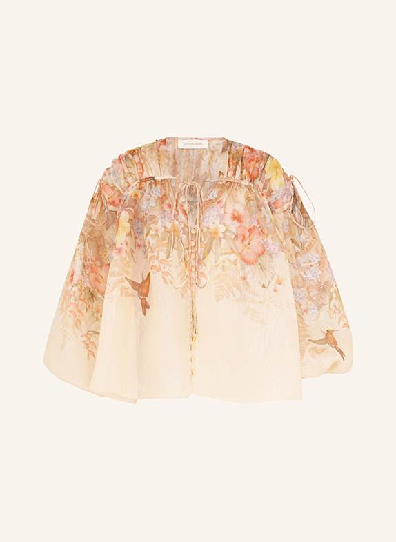 ZIMMERMANN Bluse ILLUMINATE mit Leinen und Seide HELLORANGE/ HELLROSA/ HELLGRÜN