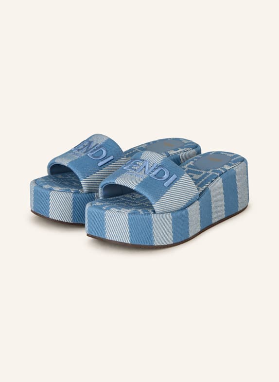 FENDI Platform slides BLUE/ WHITE