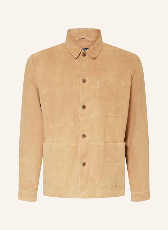 POLO RALPH LAUREN Leder-Overjacket CAMEL