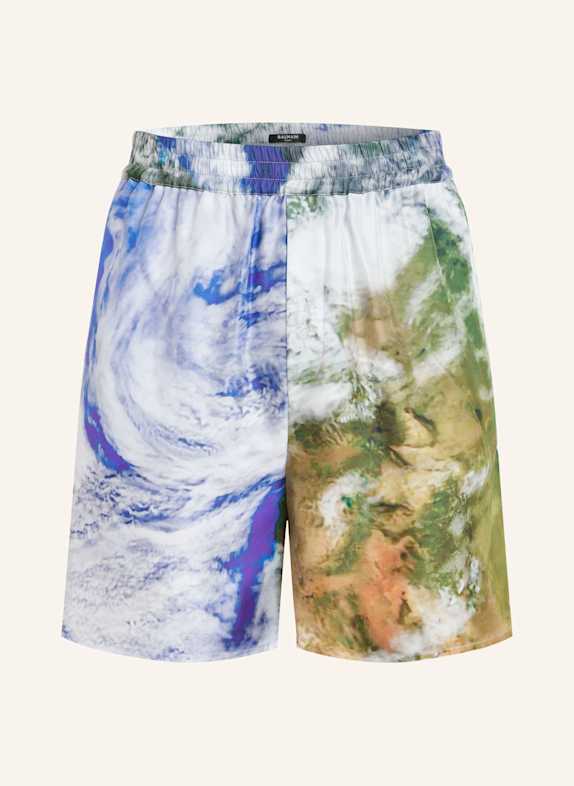 BALMAIN Seidenshorts BLAU/ WEISS/ GRÜN