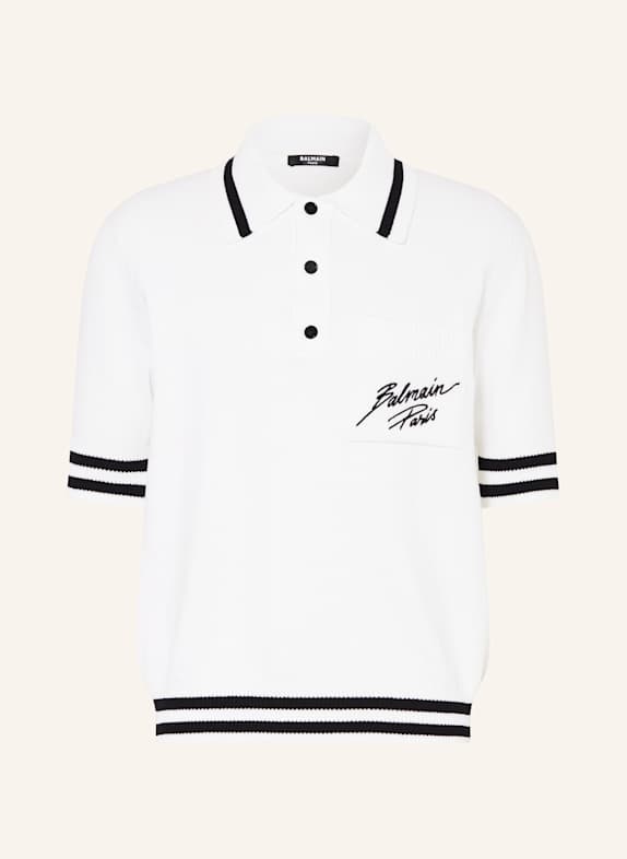 BALMAIN Knitted polo shirt WHITE/ BLACK