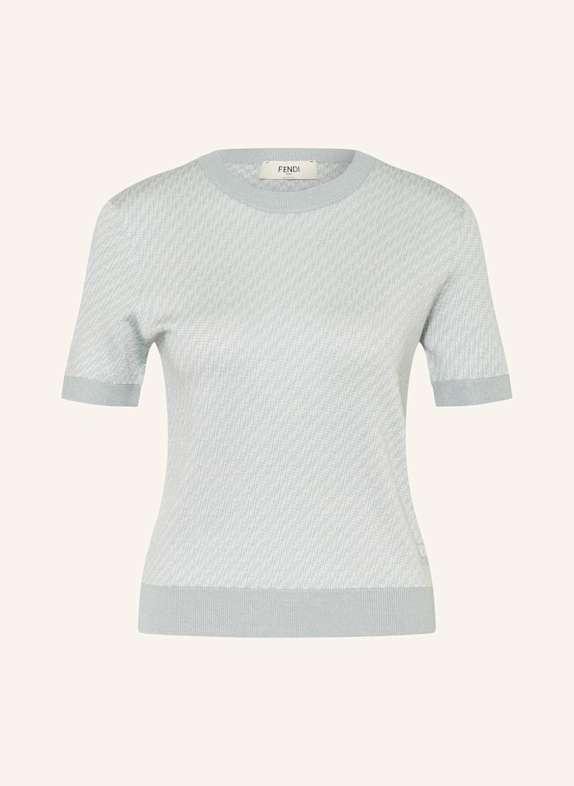 FENDI Strickshirt mit Seide HELLGRÜN/ WEISS