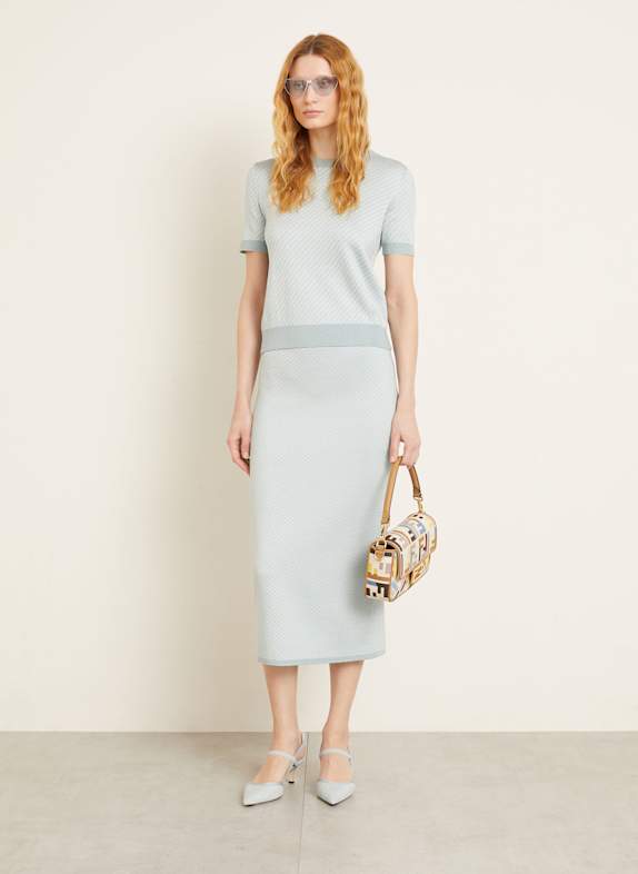 FENDI Gebreide rok met zijde MINT