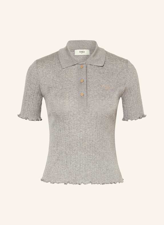 FENDI Jersey polo shirt with ruffles GRAY