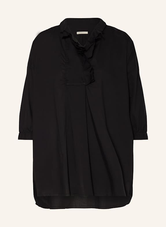 lilienfels Bluzka z rękawem 3/4 i falbankami CZARNY