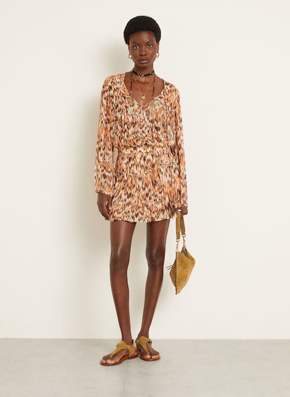 ISABEL MARANT Rock ROUMI ORANGE / SORT / ECRU