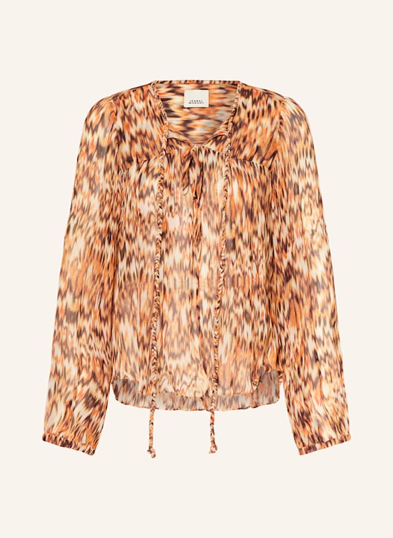 ISABEL MARANT Blusenshirt AMETISSA aus Seide ORANGE/ SCHWARZ/ ECRU