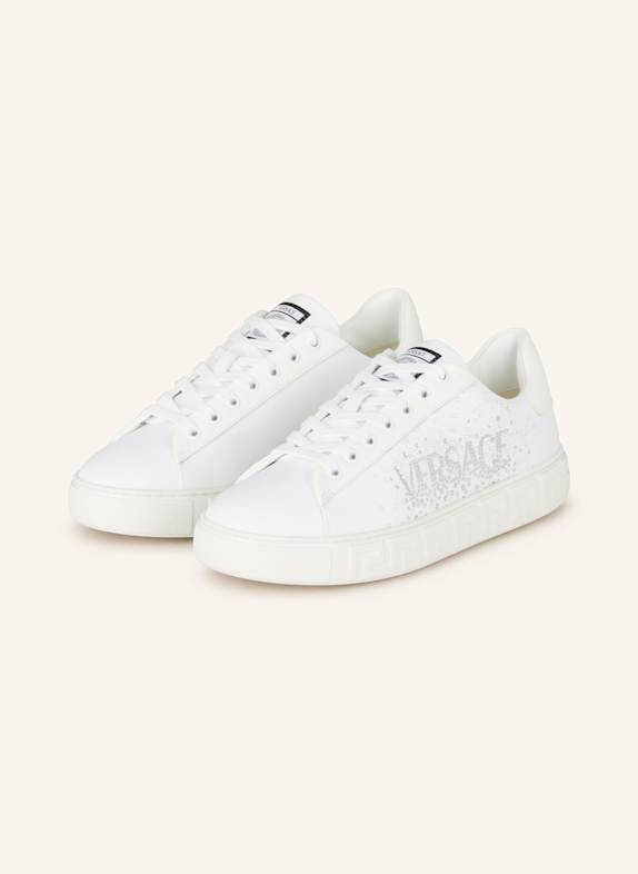 VERSACE Sneakers GRECA with decorative gems WHITE