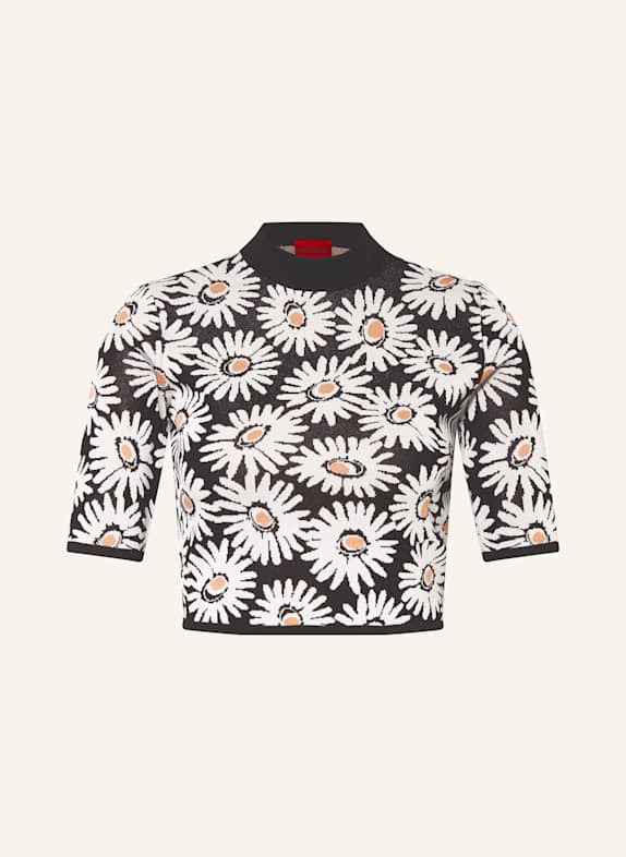 HUGO Strickshirt SLIPINA SCHWARZ/ CREME/ NUDE