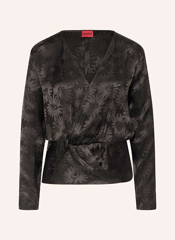 HUGO Blusenshirt CILIPH aus Satin SCHWARZ