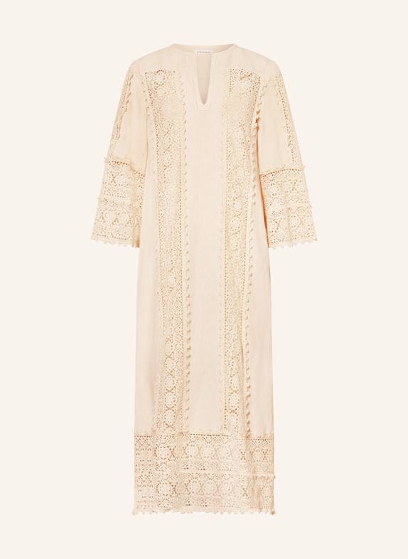 BY MALENE BIRGER Kleid mit 3/4-Arm und Lochspitze CREME