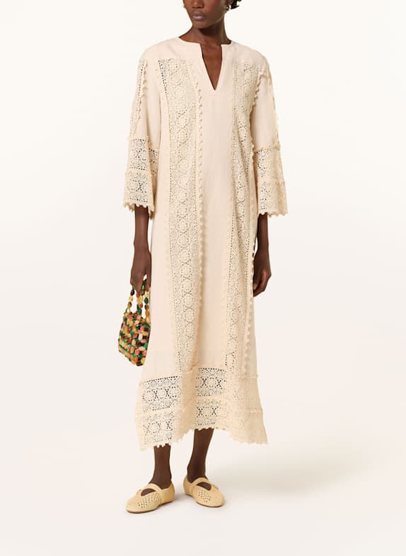 BY MALENE BIRGER Kleid mit 3/4-Arm und Lochspitze CREME