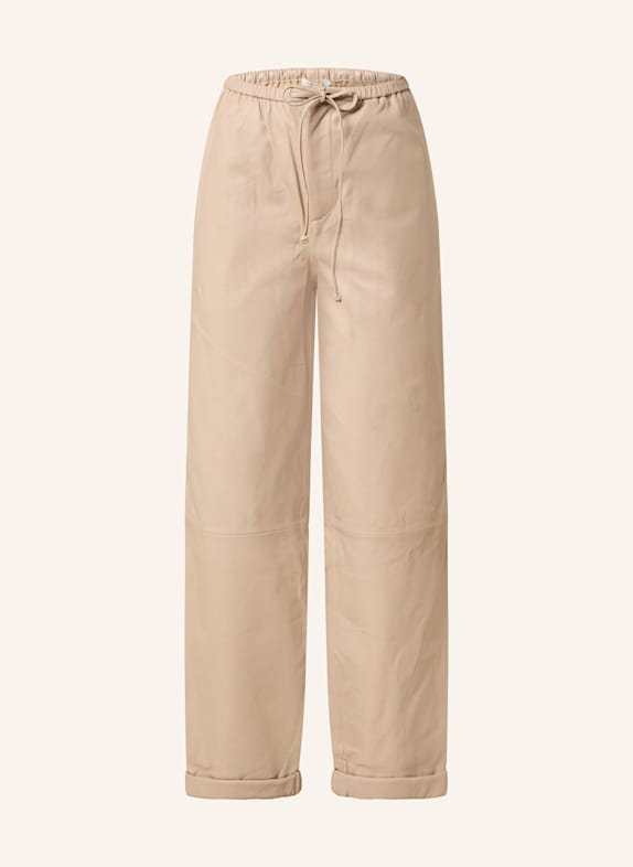 BY MALENE BIRGER Lederhose JOANNI im Jogging-Stil BEIGE