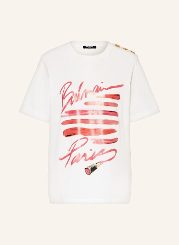 BALMAIN T-Shirt WEISS/ ROT