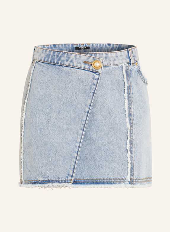 BALMAIN Jeansrock mit Schmucksteinen 6FC 6FC Bleu Jean Clair