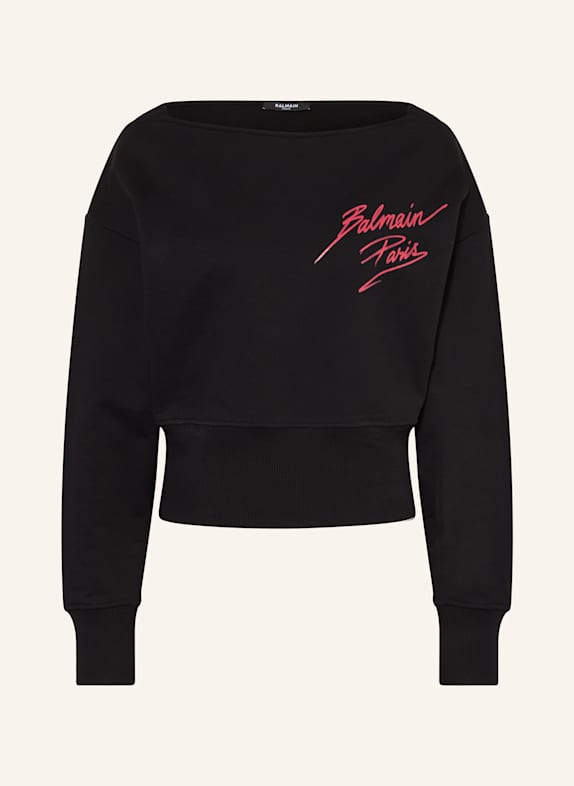 BALMAIN Cropped-Sweatshirt SCHWARZ