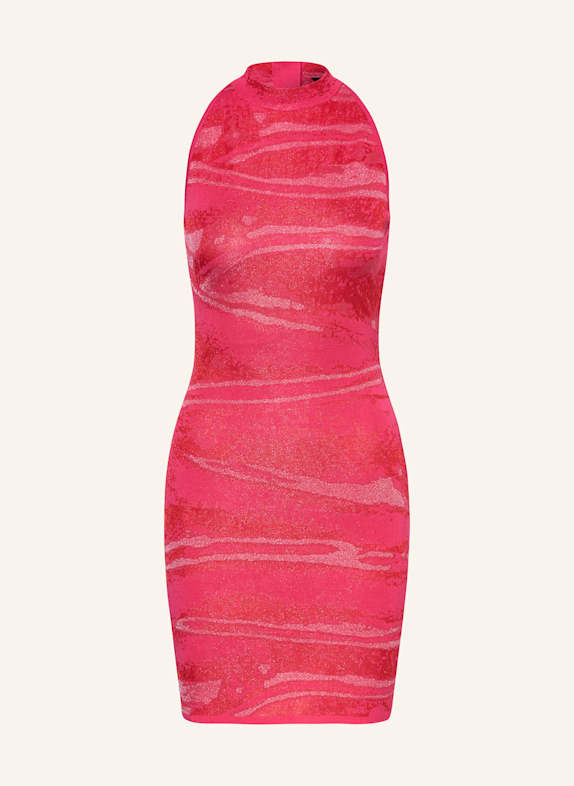 BALMAIN Etuikleid mit Glitzergarn PINK/ ROT