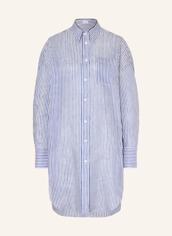 BRUNELLO CUCINELLI Hemdblusenkleid mit Schmucksteinen DUNKELBLAU/ WEISS